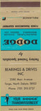 Matchbook Cover - Dodge Transmissions Fargo ND