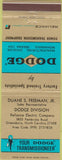 Matchbook Cover - Dodge Transmissions Greensboro NC