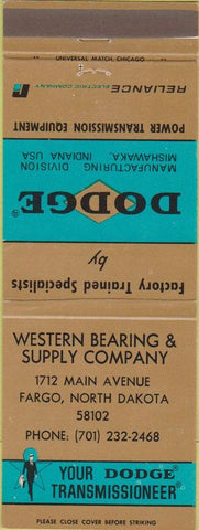 Matchbook Cover - Dodge Transmissions Fargo ND