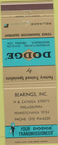 Matchbook Cover - Dodge Transmissions Philadelphia PA