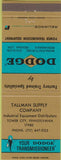 Matchbook Cover - Dodge Transmissions Tower City PA