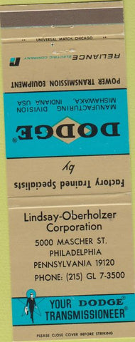 Matchbook Cover - Dodge Transmissions Philadelphia PA