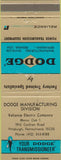 Matchbook Cover - Dodge Transmissions Pittsburgh PA