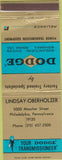 Matchbook Cover - Dodge Transmissions Philadelphia PA