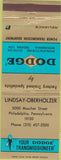 Matchbook Cover - Dodge Transmissions Philadelphia PA