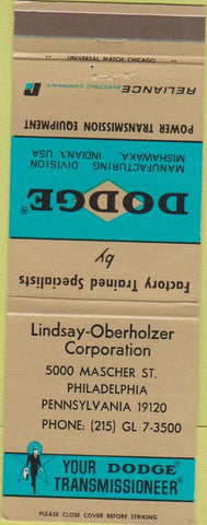 Matchbook Cover - Dodge Transmissions Philadelphia PA