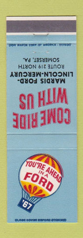 Matchbook Cover - 1967 Ford Mardis Lincoln Mercury Somerset PA