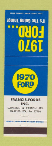 Matchbook Cover - 1970 Ford Francis Harrisburg PA