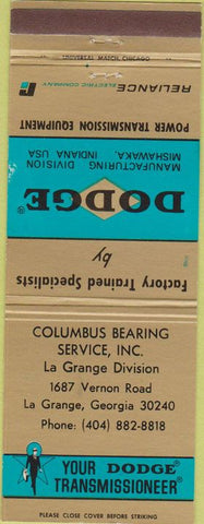 Matchbook Cover - Dodge Transmissions La Grange GA