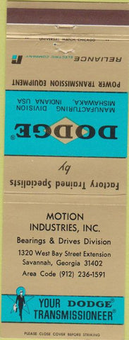 Matchbook Cover - Dodge Transmissions Savannah GA
