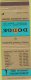 Matchbook Cover - Dodge Transmissions Macon Atlanta GA Valdosta Albany