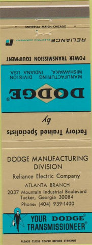 Matchbook Cover - Dodge Transmissions Tucker GA