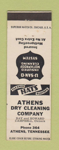 Matchbook Cover - Athens Dry Cleaning TN low phone #