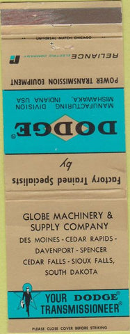 Matchbook Cover - Dodge Transmissions Cedar Falls Sioux SD