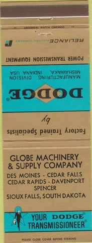 Matchbook Cover - Dodge Transmissions Cedar Falls Davenport Spencer SD