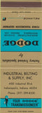 Matchbook Cover - Dodge Transmissions Indianapolis IN