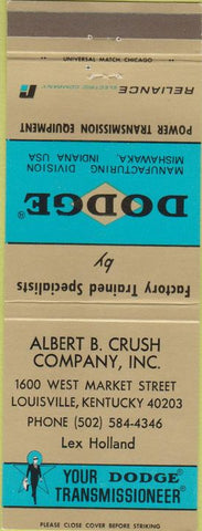 Matchbook Cover - Dodge Transmissions Louisville KY