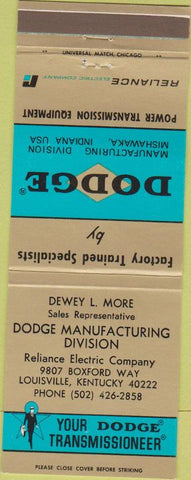 Matchbook Cover - Dodge Transmissions Louisville KY