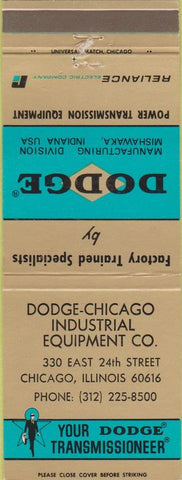 Matchbook Cover - Dodge Transmissions Chicago IL