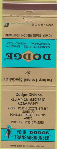 Matchbook Cover - Dodge Transmissions Schiller Park IL