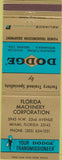 Matchbook Cover - Dodge Transmissions Miami FL