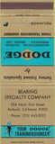 Matchbook Cover - Dodge Transmissions Burbank CA