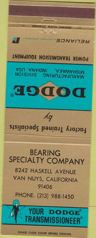 Matchbook Cover - Dodge Transmissions Van Nuys CA