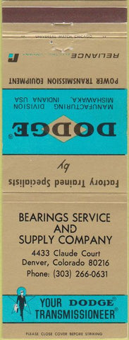 Matchbook Cover - Dodge Transmissions Denver CO