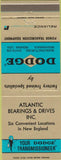Matchbook Cover - Dodge Transmissions Atlantic Bearings and Drives New England