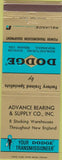 Matchbook Cover - Dodge Transmissions Advance Bearing  and  Supply New England