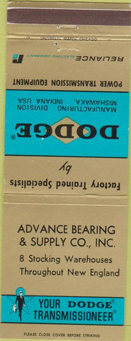 Matchbook Cover - Dodge Transmissions Advance Bearing  and  Supply New England