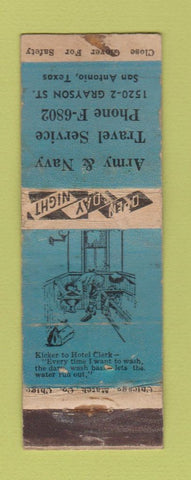 Matchbook Cover - Army Navy Travel Service San Antonio TX WORN