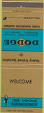 Matchbook Cover - Dodge Transmissions Welcome