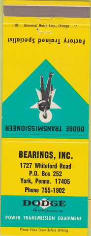Matchbook Cover - Dodge Transmissions York PA