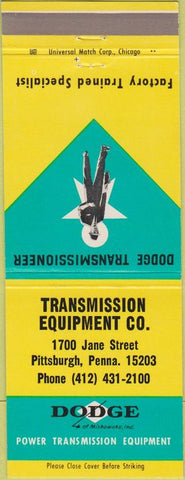 Matchbook Cover - Dodge Transmissions Pittsburgh PA