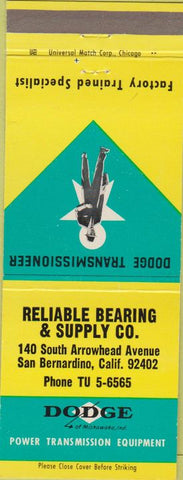 Matchbook Cover - Dodge Transmissions San Bernardino CA