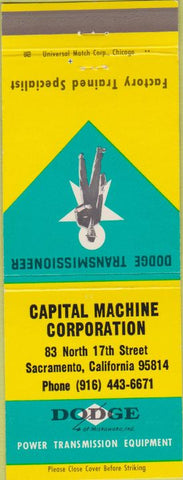 Matchbook Cover - Dodge Transmissions Sacramento CA