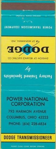 Matchbook Cover - Dodge Transmissions Columbus OH