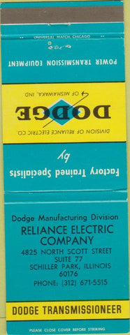 Matchbook Cover - Dodge Transmissions Shilelr Park IL