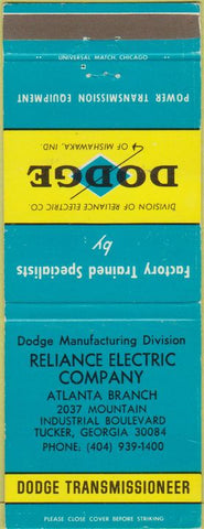 Matchbook Cover - Dodge Transmissions Tucker GA