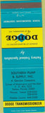 Matchbook Cover - Dodge Transmissions Tampa FL