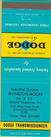Matchbook Cover - Dodge Transmissions Jacksonville FL
