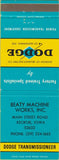 Matchbook Cover - Dodge Transmissions Keokuk IA