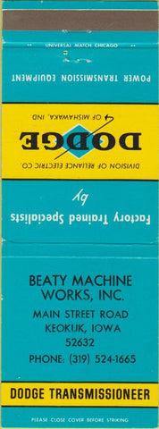 Matchbook Cover - Dodge Transmissions Keokuk IA
