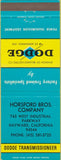Matchbook Cover - Dodge Transmissions Hayward CA