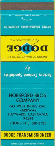 Matchbook Cover - Dodge Transmissions Hayward CA