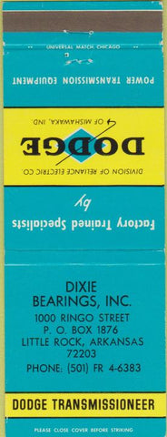 Matchbook Cover - Dodge Transmissions Little Rock AR