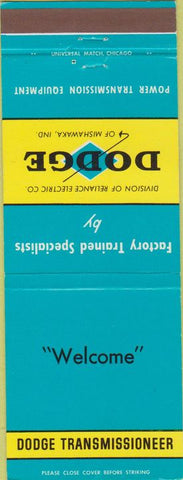 Matchbook Cover - Dodge Transmissions Welcome