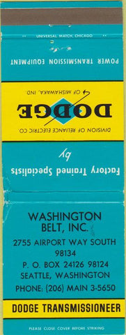 Matchbook Cover - Dodge Transmissions Seattle WA