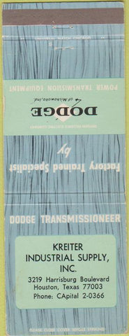 Matchbook Cover - Dodge Transmissions Houston TX
